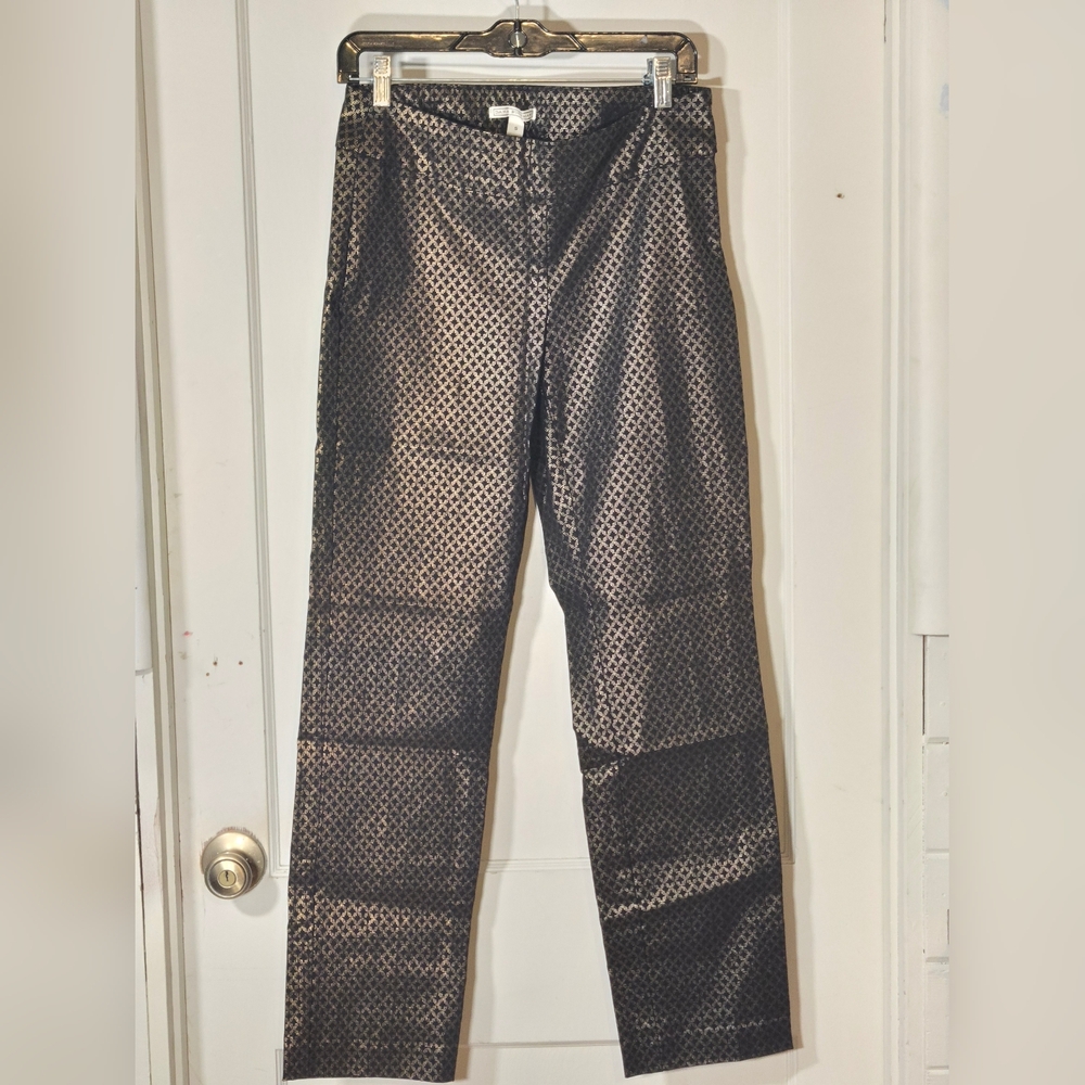 DANA BUCHMAN Womens Gold And Black Metallic Pants Size 28